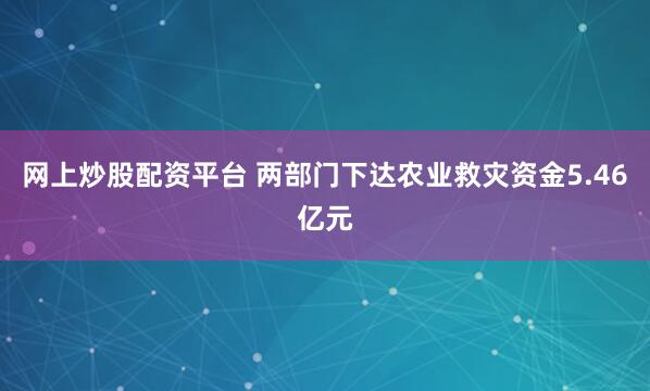 網(wǎng)上炒股配資平臺(tái) 兩部門下達(dá)農(nóng)業(yè)救災(zāi)資金5.46億元