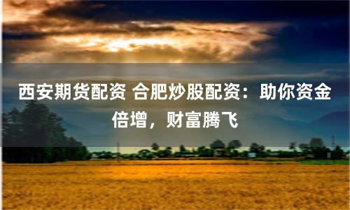西安期貨配資 合肥炒股配資：助你資金倍增，財富騰飛